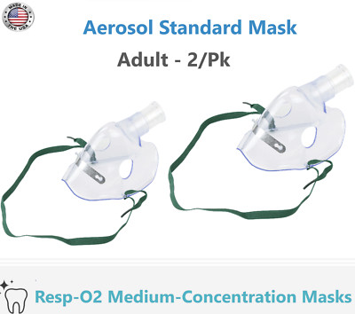 Adult Aerosol Standard Mask, Transparent vinyl, Adjustable nose Clip, 2/Pack