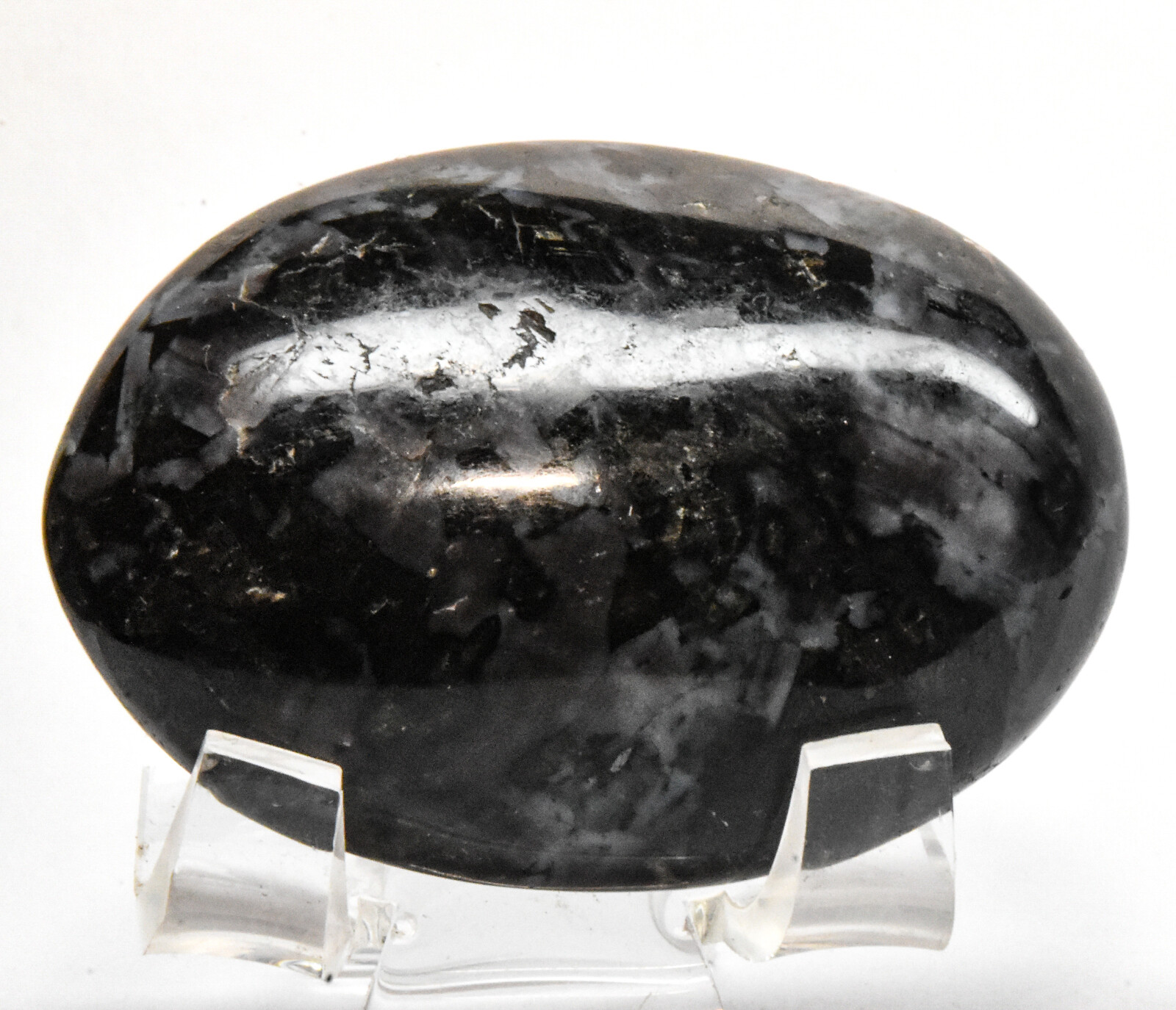 2.3" 80g Indigo Gabbro Palm Stone Polished Mystic Merlinite Crystal - Madagascar