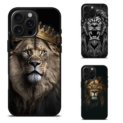 Cool King Lion Animal Hard Black Case For Apple iPhone 12 13 14 15 16 Pro