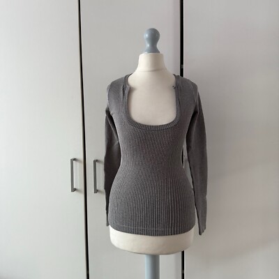 Free People Clean Slate Seamless Lagenlook Top Gr. XS / S Grau Langarm