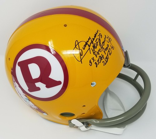 Sonny Jurgensen Signed Washington Redskins TB F/S Helmet Stat Insc BAS COA 560