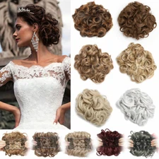 US Mega Thick Scrunchie Messy Curly Bun Updo Chignon Clip In Hair Extensions 80g