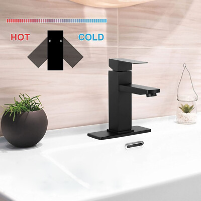 Bathroom Sink Faucets Black Stainless Steel Waterfall Faucet Vanity Single Handl