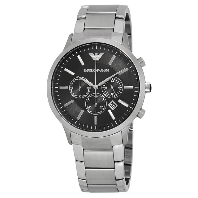 Emporio Armani AR2460 Men's Chronograph Watch Silver Stainless Steel Case \u0026  Band for sale online | eBay