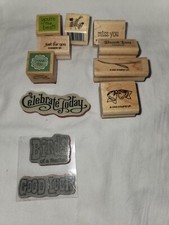 Wood Mount Rubber Small Stamps Celebrate Sayings 11pc Lot