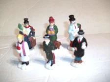 Porcelain Christmas Village figures snowman kids adults 2" - 3"