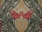 Art Nouveau Bird Red Blue Jacquard Curtain Upholstery Cushion Multi Use Fabric