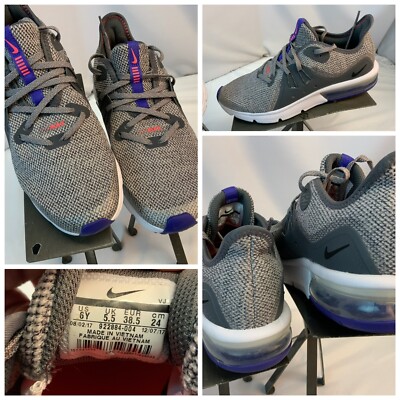 Nike Air Max Sequent 3 Sz 7.5 Women 6 Youth Gray Running Shoes YGI K1S-101