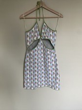 NWOT Urban Outfitters Knit Sweater Mini Dress Halter Neck Cut Out Green Pink L