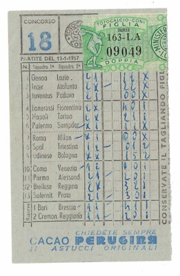 Card Totocalcio advertising cones Perugina year 1956/1957 no. 18        