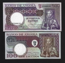 Portugal Angola SET  100 + 500  ESCUDOS 1973 AU-UNC