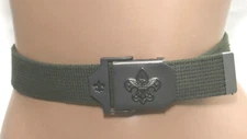 Boy Scouts BSA Khaki Green Webbing Belt - Green Gear Buckle - Size 28