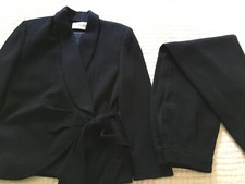 JH Collectibles Women's Knit 100 Wool 2PCS Blazer Pants Suit Black Size 8/ 10
