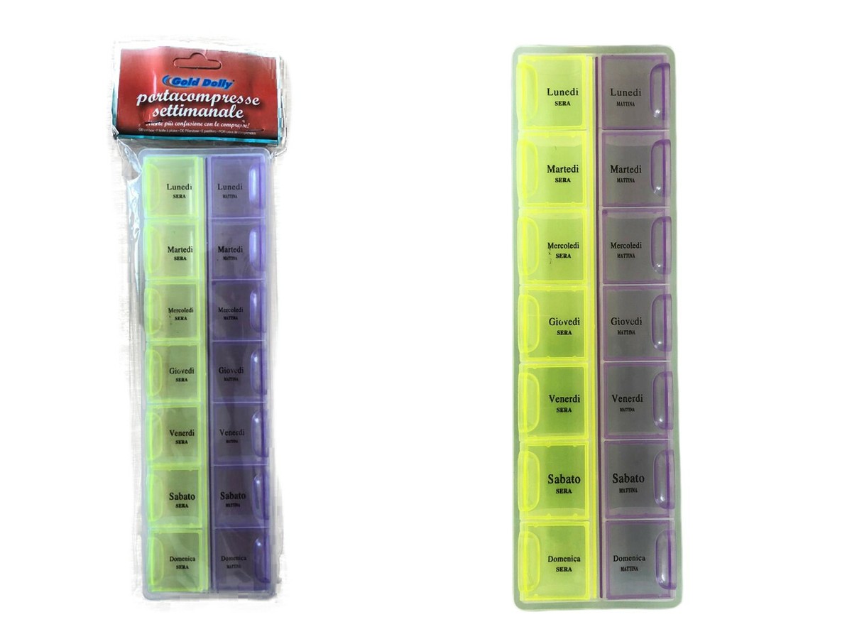 Portapillole 7 Giorni 2 Volte Al Giorno, Organizer Per Pillole Da Viaggio Con Custodia Magnetica In Pelle PU, Organizer Settimanale Con Grandi Scomparti, Scatola Rotonda Senza BPA, Per Medicinali E - Foto 9