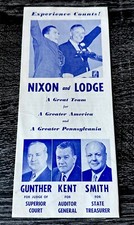 1960 Pennsylvania GOP Richard Nixon / Henry Cabot Lodge for President brochure--