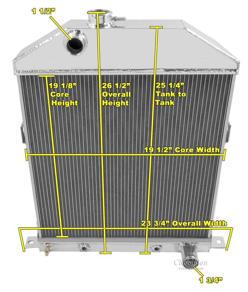 RADIADOR CHAMPION 4 FILAS ALUMINIO 42 43 44 45 46 47 48 FORD COCHES MOTOR CHEVY Foto 3 de 3