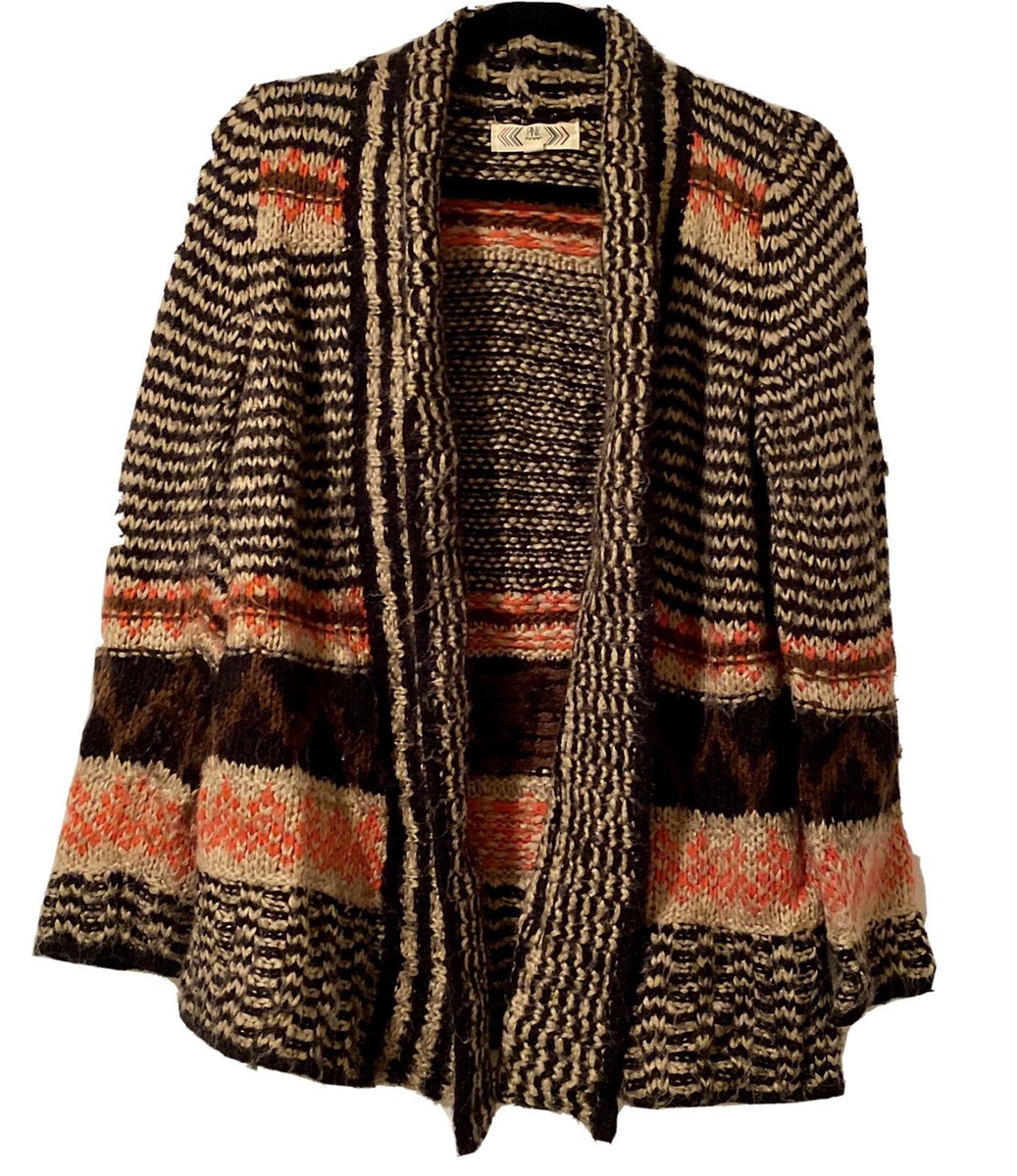 Pink Rose Womens Cardigan Open Sweater Tribal Aztec Boho Cozy