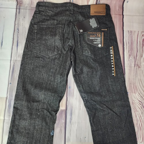 Volcom Mens Jeans Size 28x32 Solver Modern Straight Black denim 30" Actual Waist - Picture 4 of 9