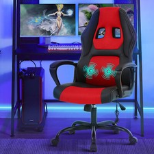 Massage Racing Gaming Chair Swivel Adjustable Executive Computer Desk Chair Red