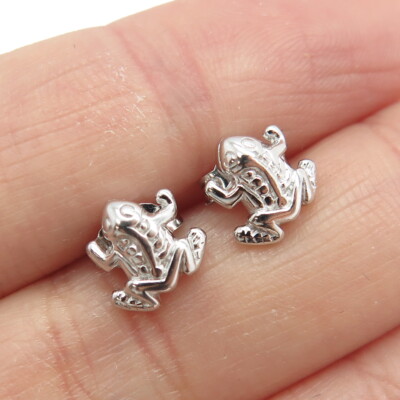 925 Sterling Silber Frosch Glück Ohrstecker