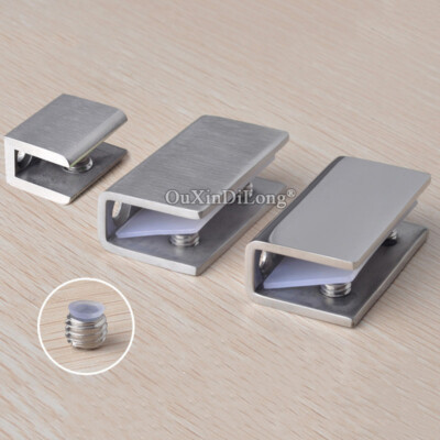 20PCS 304 Stainless Steel Glass Clamps Shower Shelves Clips Brackets No Drilling