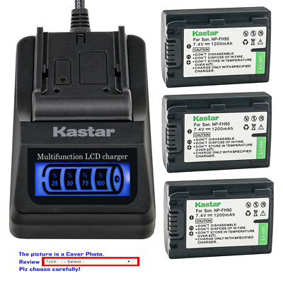 Kastar Battery LCD Quick Charger for Sony FH50 HDR-TG1 HDR-TG3 HDR-TG5 HDR-TG7