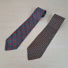 LOT OF 2 CHRISTIAN DIOR MONSIEUR GEOMETRIC MENS SILK TIES/NECKTIES