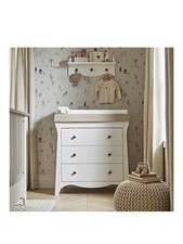 CuddleCo Clara Dresser Changer - White & Ash | 3-Drawer Nursery Unit