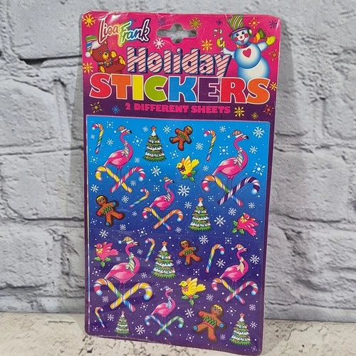 Vintage Lisa Frank Sealed Flamingo Holiday Stickers Pack 2 Sheets Slight Bend