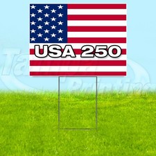 USA 250 18x24 Yard Sign America Plastic Corrugated WITH STAKE USA YS08006