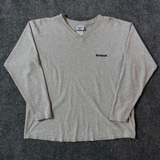 VINTAGE Y2K 90s REEBOK MADE IN USA GRAY LONG SLEEVE WOMENS TOP / XL