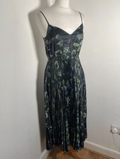 All Saints Leia Alva dress Small S VGC midi animal print pleated A line strappy