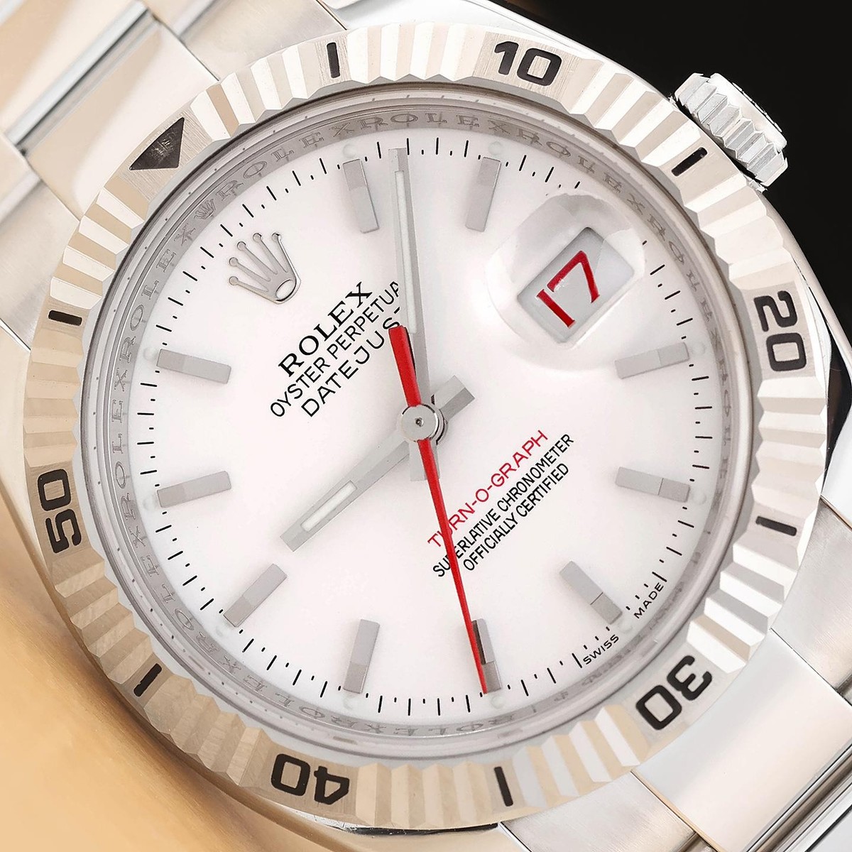 この様　②赤　白　おてて前 2006 PAPER ROLEX DATEJUST 116264 18K GOLD STEEL WHITE TURN-O-GRAPH
