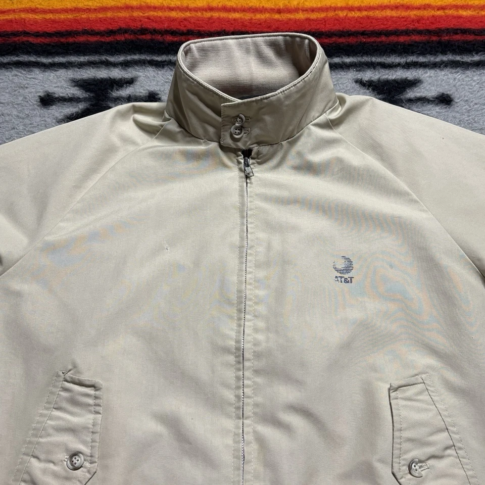 Tamanho G- Vintage 80’s AT&T Harrington-style jaqueta bomber masculina bronzeada workwear EUA!! - Imagem 3 de 4
