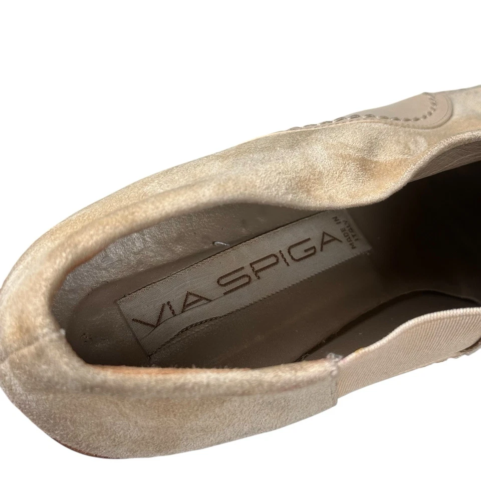 Via Spiga Rachel Sz 8.5 Tan Suede Leather Oxford Ankle Boots - Image 4 of 4