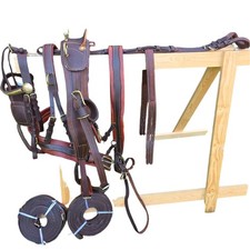 Brown Leather Gig Horse Driving Harness Original Brass Fitting Full Size Premium