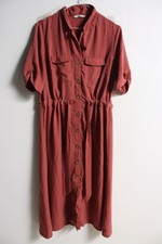 George Womens Front Button Drawstring Waist Midi Dress - Size 14 (g47)