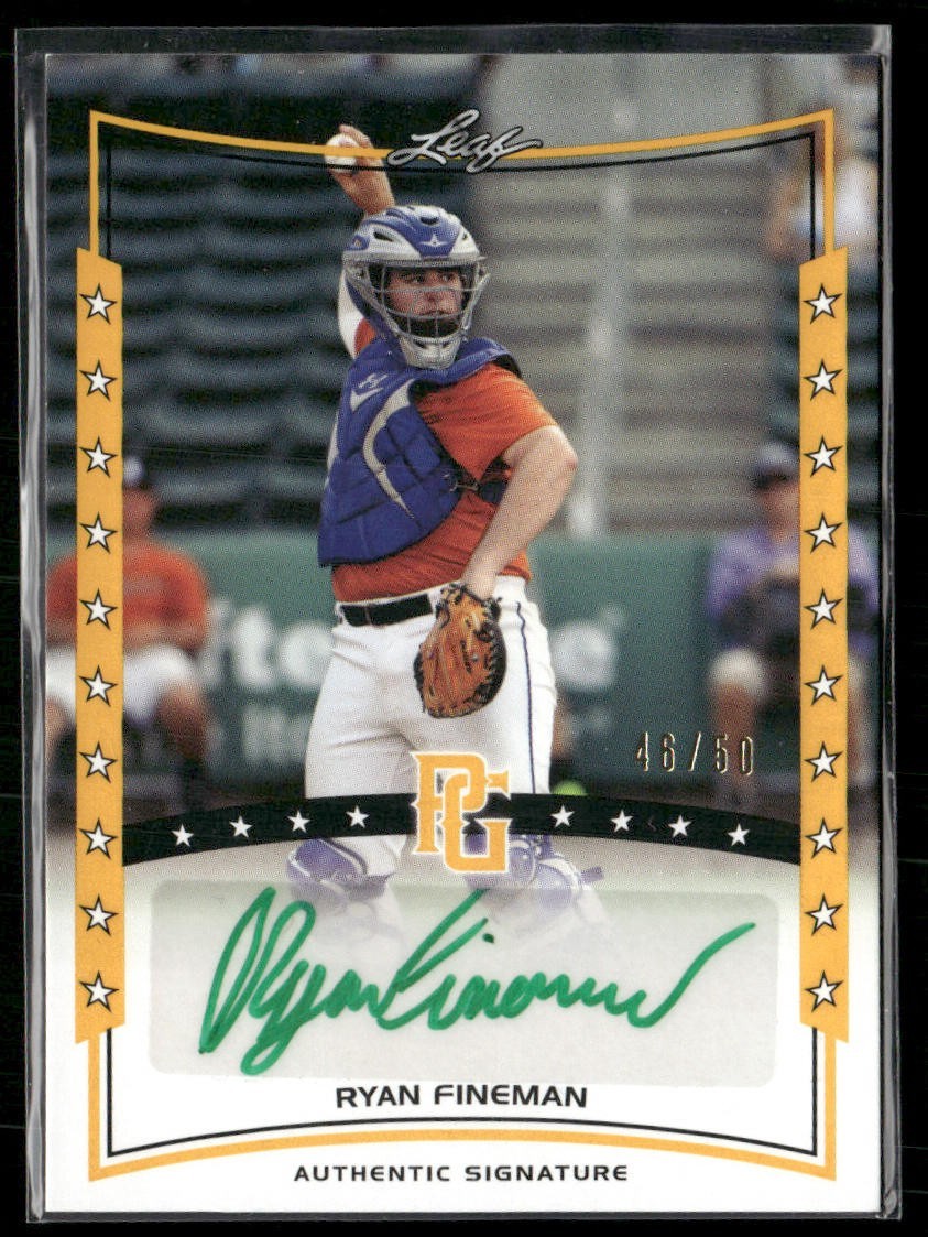 Ryan Fineman 2014 Leaf Perfect Game Green Ink Gold Auto 46/50 #A-RFI