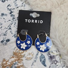 Torrid Enamel Floral Disc Hoop Blue