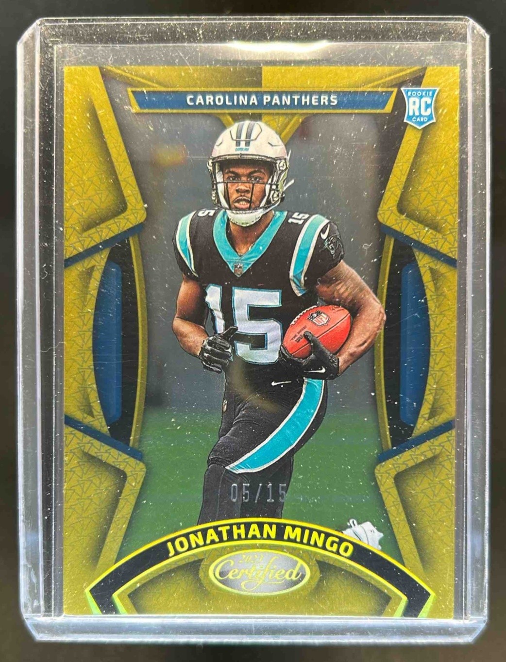 2023 Certified Jonathan Mingo RC Gold FOTL Mirror Rookie #5/15 Panthers