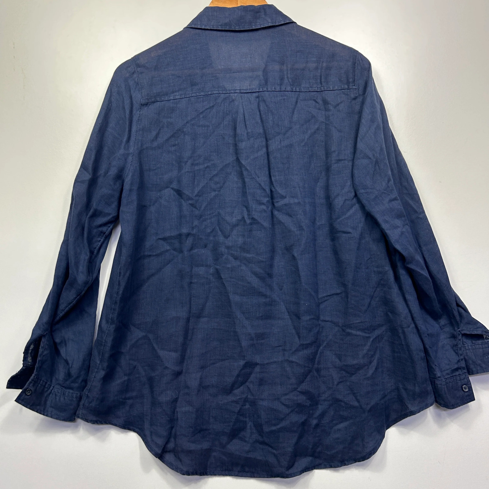 Target Collection Navy Blue Linen Shirt - Size 16 Plus Size Casual image 3