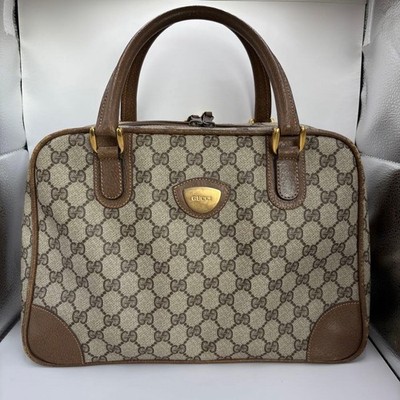 Gucci Old Mini Boston Square Supreme Beige Handbag Vintage