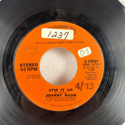 Johnny Nash   Stir It Up 7'' Single 1972 Promo Epic Reggae Soul Pop 45 RPM