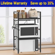 Expandable Microwave oven Rack Stand Storage Kitchen Corner Shelf Hold 2/3 Tier