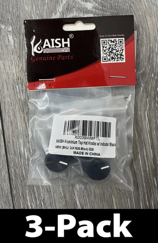 3er-Pack Kaish K1828 - schwarze Aluminium Zylinderknöpfe mit Blinker, schwarz - Bild 1 von 5