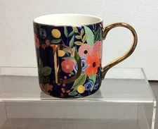 Rifle Paper Company for Anthropology Monogram D Floral Coffee Mug
