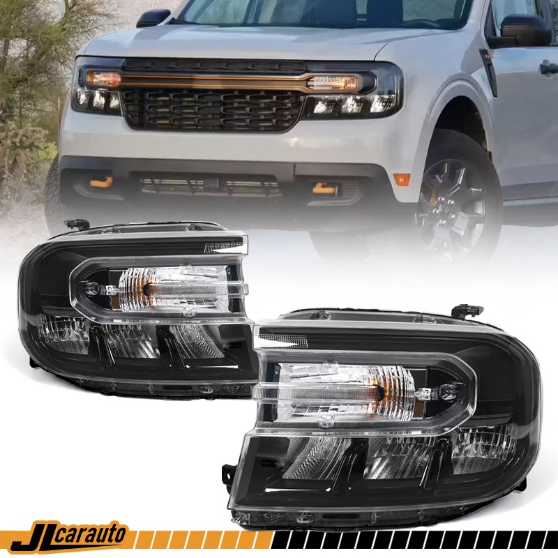 For Ford Maverick 2022-2024 Black w/o LED DRL Headlights LED Headlamps w/ Bulbs