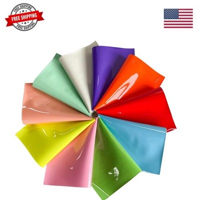 10 Pcs Glossy Solid Faux Leather Sheets for Crafts, 8.3'' x 11.8''21x30cm Color...