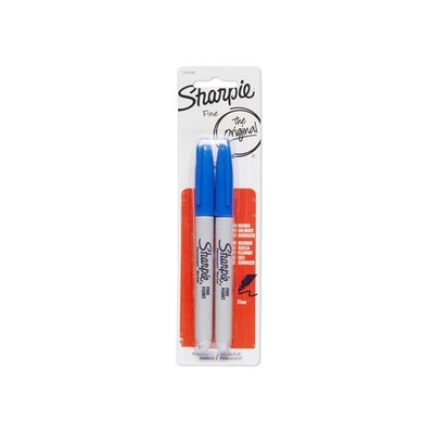 Permanent Markers, Fine Point, Blue, 2-Pack (1765449)