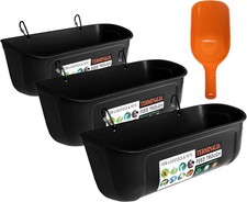 3 Pack Duck Chicken Poultry Hanging Fence Feeder 8 Quarts in Total Black